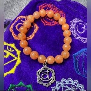 Sacral Charm Chakra Stretchy Bracelet Handmade Genuine Stones NWT